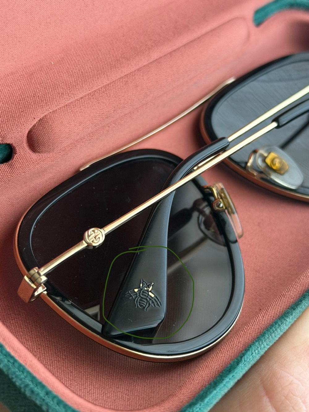 Gucci Black Lens Aviator Sunglasses with Gold Accents - Picture 6 of 7